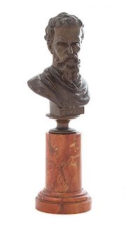 * A Continental Bronze Bust Height 7 3/4 inches.