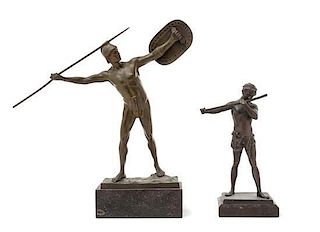 * Two Continental Bronze Figures Height of first 13 1/2 inches.