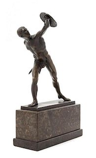 * A French Bronze Figure of a Gladiator Height 14 1/4 inches.