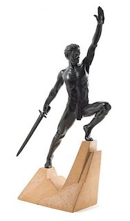 A Continental Bronze Figure Height 32 inches.