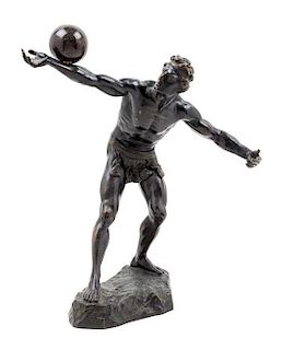 * A German Bonze Figure of an Athlete Height 15 1/2 inches.