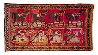 A Northwest Persian Pictoral Rug 7 feet 4 inches x 3 feet 11 inches.