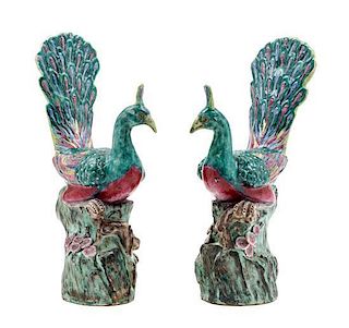 A Pair of Chinese Export Porcelain Figures Height 12 1/2 inches.