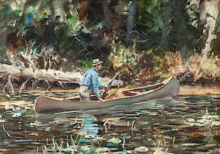 John Whorf (1903-1959) Hunting by Canoe and Hiking in the Mountains
