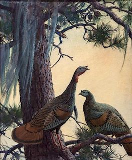 Aiden Lassell Ripley (1896-1969) Gobbler and Hen Turkey
