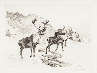 Carl Clemens Moritz Rungius (1869-1959) Osborne's Caribou
