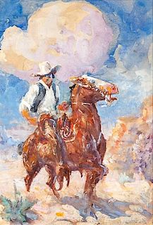 Henry "Harry" Brown Baker (1868-1941) Two Cowboy Watercolors