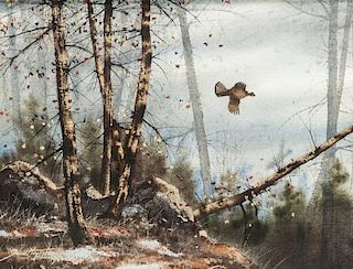 David A. Hagerbaumer (1921-2014) Grouse in Flight