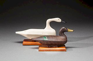 Miniature Swan and Black Duck by Robert "Bob" McGaw (1879-1958)