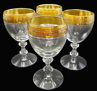 A Set Of Four 19th C. Moser Crystal Wine Glasses