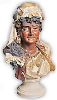 19th C. An Orientalist Woman Ceramic Bust