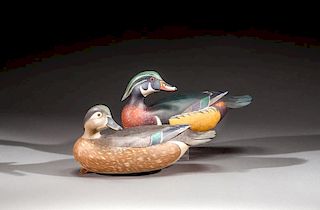Wood Duck Pair by Robert "Bob" White (b. 1939)