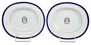 Two Chinese Export Reticulated Porcelain Trays