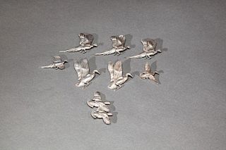 Eight Sterling Silver Game Bird Pins by Lynn Bogue Hunt (1878-1960)