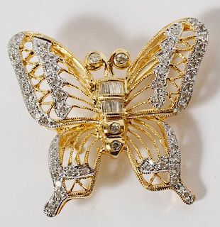 18KT GOLD AND DIAMOND BUTTERFLY PIN