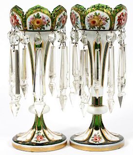 HAND PAINTED CRYSTAL LUSTRES PAIR