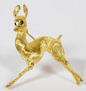 CROSBY 14KT YELLOW GOLD AND SAPPHIRE GAZELLE PIN