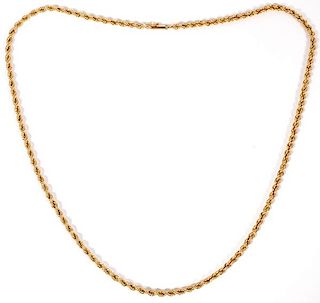 14KT YELLOW GOLD ROPE STYLE NECKLACE