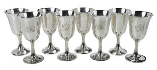 Eight Sterling Goblets, Gorham and Wallace