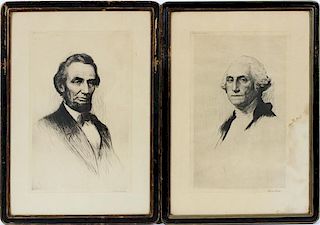 GEORGE WASHINGTON AND ABRAHAM LINCOLN ETCHINGS