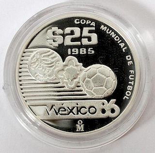 MEXICAN STERLING SILVER 25 PASO PROOF COIN 1986
