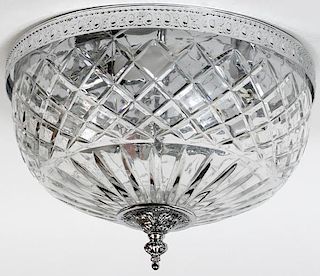 SILVER PLATE AND CUT GLASS CEILING LIGHT