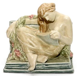 ROOKWOOD POTTERY 'THE READER' BOOKEND 1921