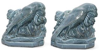 ROOKWOOD POTTERY 'ROOK' BOOKENDS 1933 PAIR