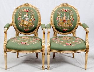 FRENCH LOUIS XVI STYLE ARMCHAIRS PAIR