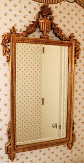 FRENCH STYLE CARVED GILT GESSO WALL MIRROR