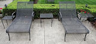 WROUGHT IRON PATIO CHAISES & SIDE TABLES