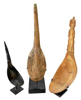 Three Northwest Coast Carved Horn Spoons