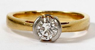 18KT YELLOW GOLD & DIAMOND SOLITAIRE RING