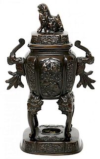 CHINESE BRONZE INCENSE BURNER LATE 19TH C.