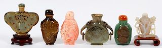 CHINESE HARDSTONE & OTHER SNUFF BOTTLES, SIX