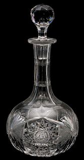 AMERICAN CUT GLASS DECANTER EARLY 20TH C.