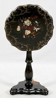 LACQUERED & MOTHER-OF-PEARL TILT-TOP TABLE