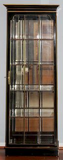 BLACK LACQUERED LIGHTED DISPLAY CABINET