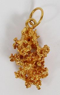 14KT YELLOW GOLD NUGGET PENDANT