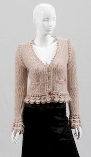 CHANEL PINK MOHAIR BLEND SWEATER JACKET