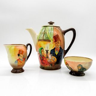 Royal Doulton Seriesware Dickens Tea Pot, Creamer/Sugar Bowl