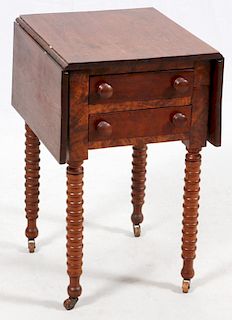 AMERICAN WALNUT TWO-DRAWER STAND W/ DROP LEAVES