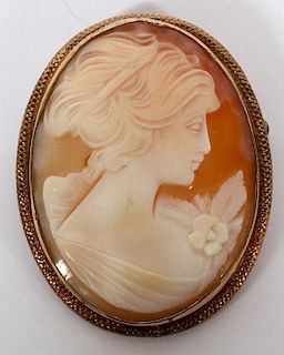 VINTAGE CARVED SHELL CAMEO PENDANT/BROOCH