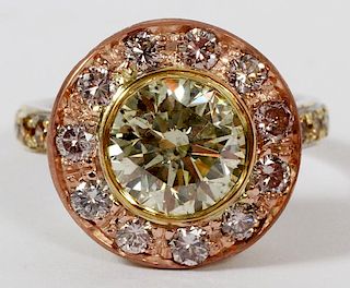 NATURAL YELLOW DIAMOND AND 14KT WHITE GOLD RING