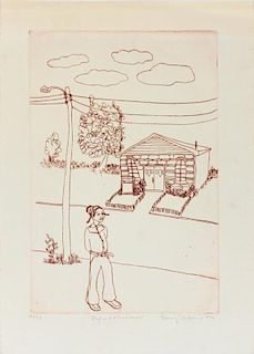 BENNY ANDREWS ETCHING ON PAPER 1976 29/47