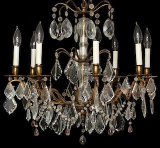 FRENCH CRYSTAL EIGHT-LIGHT CHANDELIER LATE 19TH C.