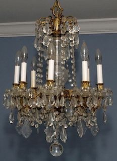 FRENCH CRYSTAL EIGHT-LIGHT CHANDELIER LATE 19TH C.