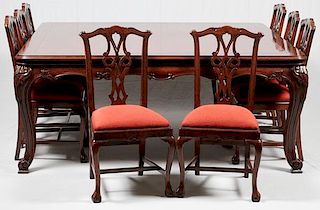 CHIPPENDALE STYLE MAHOGANY TABLE & 8 CHAIRS