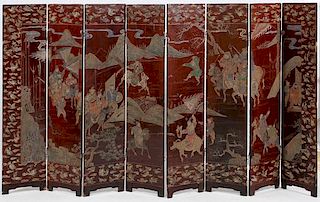 CHINESE ANTIQUE CARVED COROMANDEL SCREEN
