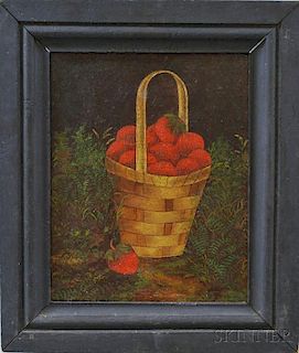 American School, 19th Century      Basket of Strawberries.